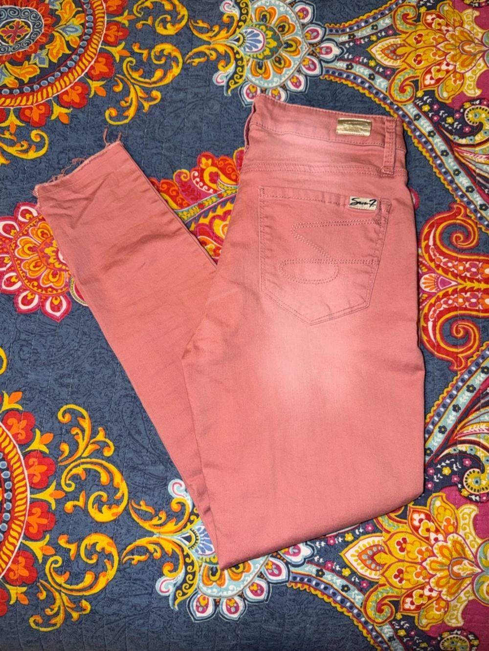 Seven7 Rose-Pink Skinny Stretch Jeans